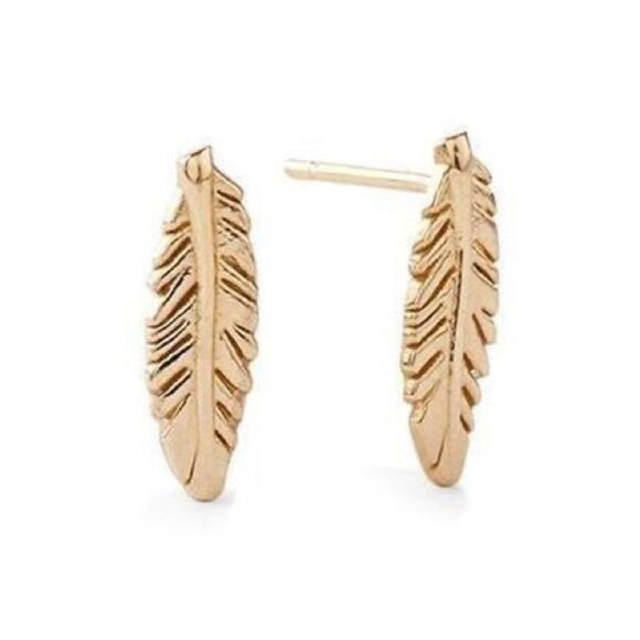 Alex and Ani Feather Post Stud Earrings Gold Plated NWT - Picture 1 of 3